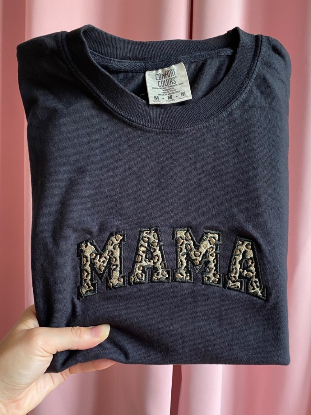Embroidered leopard print MaMa Cotton comfort colors Tshirt - Picture 8 of 10